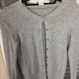 100% Cashmere Gray Button-Up Sweater Cardigan